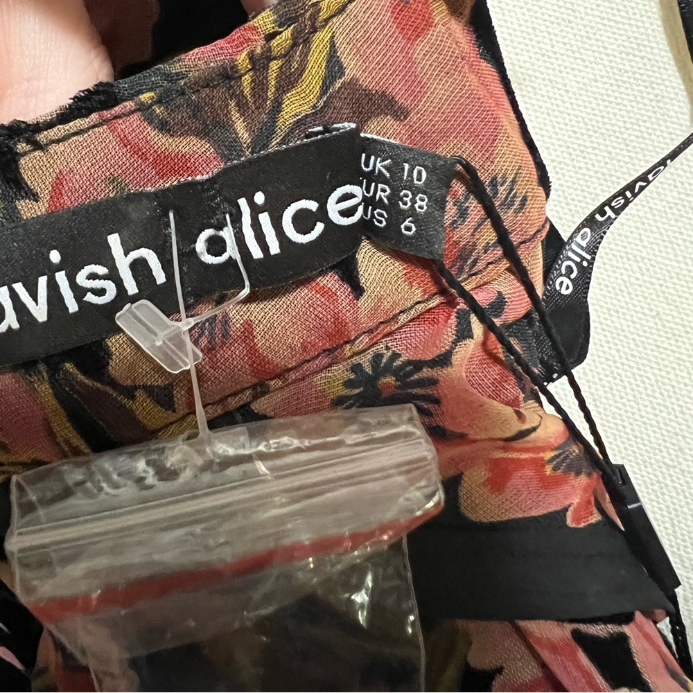 NWT LAVISH ALICE Velvet Devour High Neck Mini Floral Dress Size 6 - Picture 10 of 14